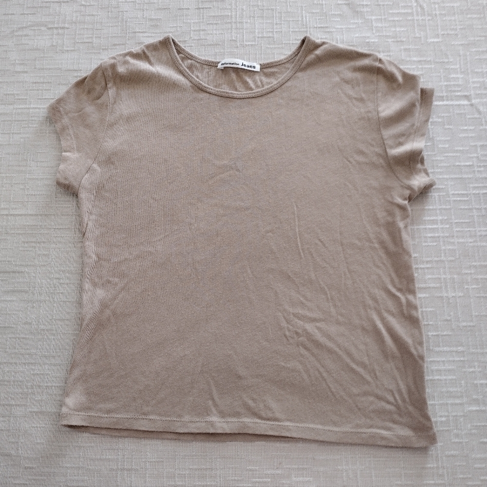 REFORMATION Jeans Crew Neck Tee T-Shirt Women’s XS Crop Top Minimalist. 
